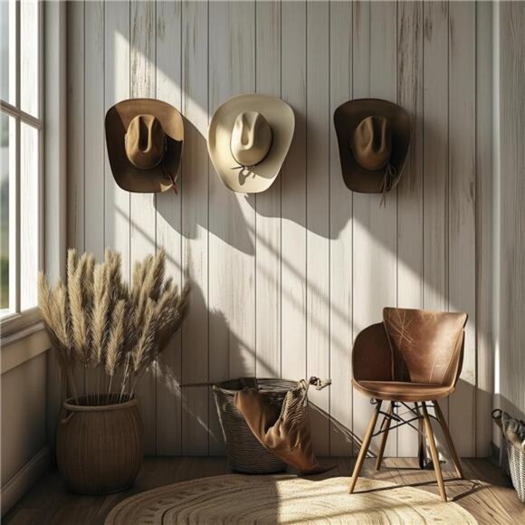 Adhesive Hat Hooks for Wall (6-Pack) - Cowboy Hat Rack, Wide Brim Hat - Picture 13 of 14